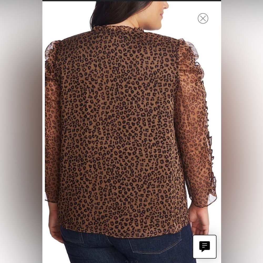 CECE Leopard Print Ruffle Sleeve Top - Picture 2 of 8